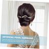 ETHZZLE Pearl Ribbon Wedding Headband Lightweight Bridal Hairband for Women Soft Chain Hair Accessory Chic Simple White Headdress for Brides and Special Occasions view 3