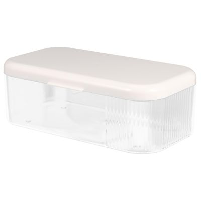 AUTSUPPL Transparent Lipstick Storage Box with Lid Elegant White Makeup Organizer for Vanity Countertop and Home Cabinet Dust Resistant Cosmetic Storage Case for Desk and Table Organization