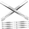 BUTIFULSIC 10Pcs Stainless Steel Stamp Tweezers Wide Flat Head Philately Collector Tools Lash Extension Eyelash Tweezers for Precise Gripping and Cosmetic Use view 1