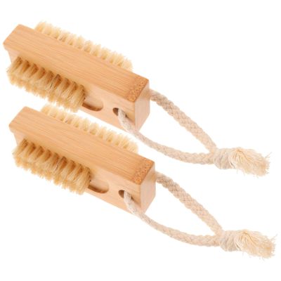 BESTYASH 2pcs Professional Double Side Nail Brushes Bristle Manicure Cleaning Tools for Fingernail Dust Removal Portable Handheld Nail Dust Cleaner for Home and Salon Use