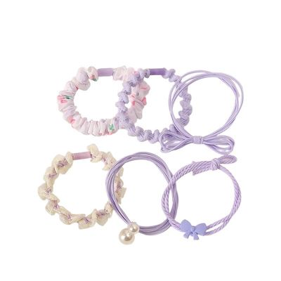 6pcs/pack Colorful Hair Bands, High Ponytail Hair Bands Cute Hair Ties for Girls and Kids Seamless Hair Ties for Thin Hairs (Purple)