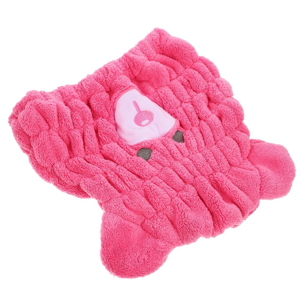 ETHZZLE Quick Drying Coral Fleece Hair Towel Wrap for Absorbent Soft Hair Drying Hat with Cute Bear Design Lightweight and Comfortable for Home Travel and Daily Use