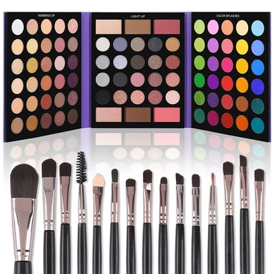 Eyeshadow Palette with 15Pcs Makeup Brushes 86 Colors Matte, Shimmer & Glitter Eye Shadow, Highlighter, Contour & Blush Set Pigmented Beauty Kit for Women, Valentine's Day Makeup Gift