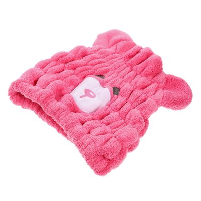 Beavorty Cute Coral Fleece Hair Drying Hat for Quick Absorbent Towel Wrap Soft Comfortable Bear Design Skin Friendly Wet Hair Towel Wrap Practical