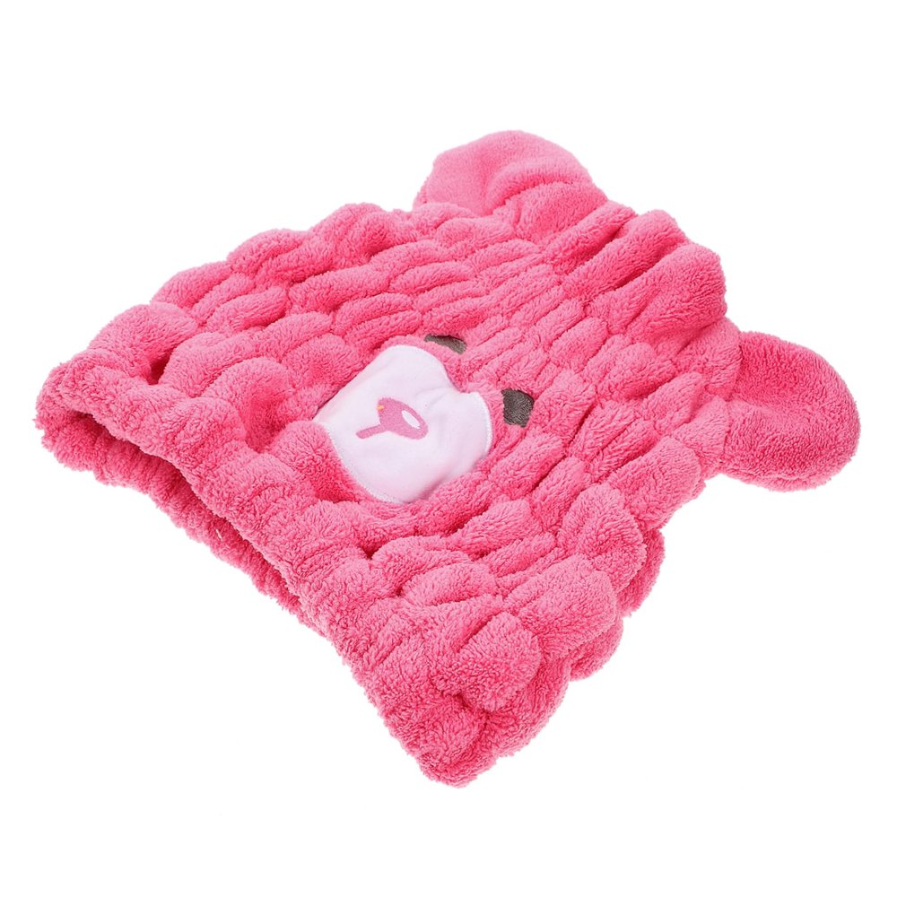 Beavorty Cute Coral Fleece Hair Drying Hat for Quick Absorbent Towel Wrap Soft Comfortable Bear Design Skin Friendly Wet Hair Towel Wrap Practical