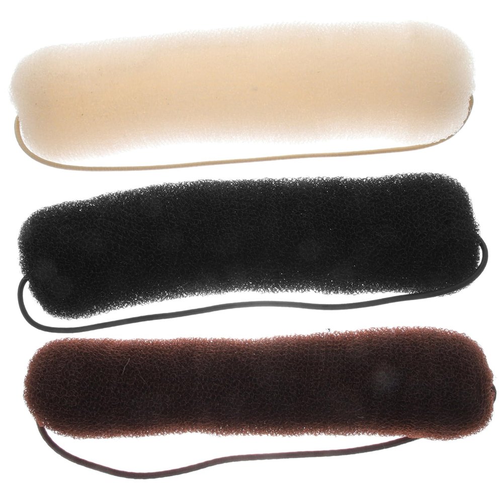 AUTSUPPL 3pcs Donut Hair Bun Makers for Women and Teens Elastic Hair Styling Tools in Black Beige Coffee Easy to Use for Messy Buns Parties Weddings Daily Wear