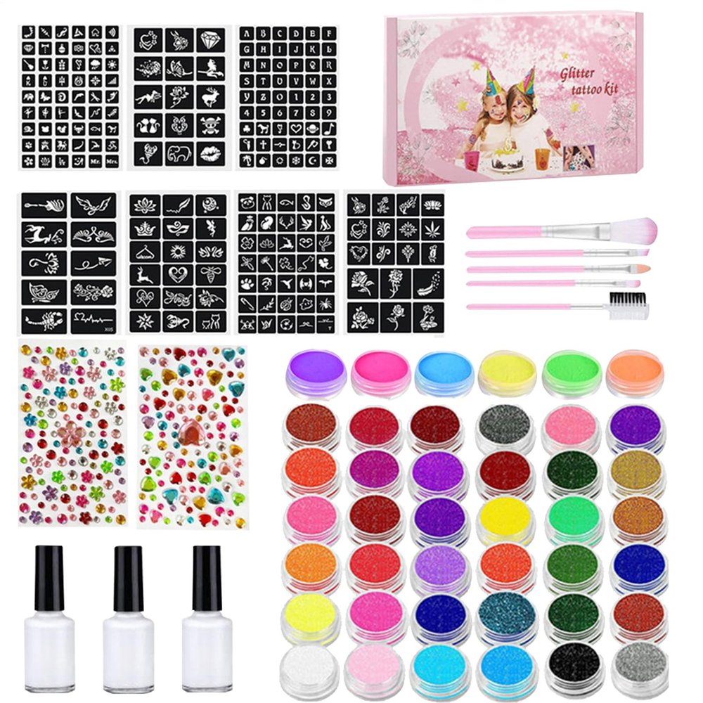 Face Paint Kit - Washable and Professional Body Paint Set | Art Craft Facepaint Stencils and Brush for Carnivals Cosplay Stage Celebrations Halloween Pool Birthday Children's Day