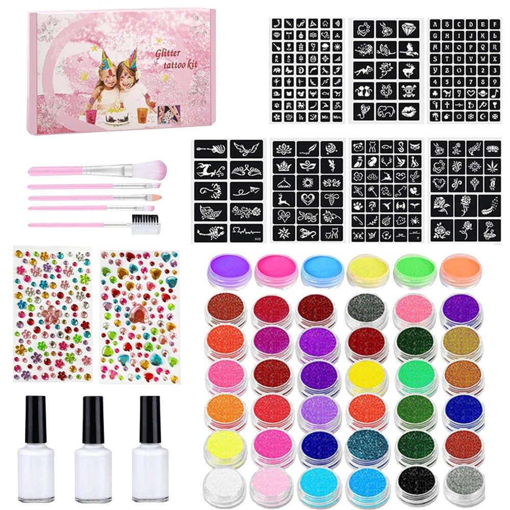 Face Painting Kit for Kids,Water Activated Face Paint Palette With Art Brushes And Stencils - Art Craft Facepaint Stencils and Brush for Carnivals Cosplay Stage Celebrations Halloween Pool Birthday