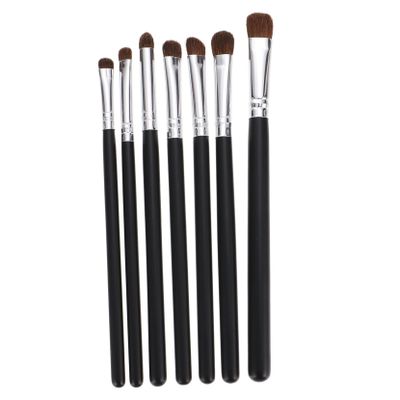 Beavorty 7pcs Eye Makeup Brush Premium Portable Eyeshadow and Eyeliner Brushes with Soft Dense Bristles for Women Black Handle Silver Ferrule Kit for Delicate Application