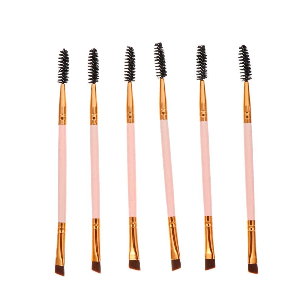 Healvian 6Pcs Double Ended Angled Eyebrow Brush and Spoolie for Eyelash Curling Makeup Tool for Precise Brow Grooming and Lash Definition Suitable for Beginners and Professionals
