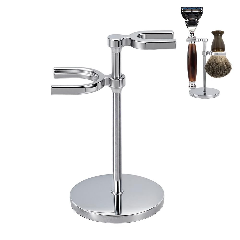 AHANDMAKER Razor Holder Safety Razor Stand With Brush Holder Shaving Brush Stand Holders for Bathroom Travel Fathers Day Christmas Gifts Men Barber Accessories