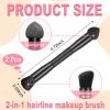 2 Pcs Dual Ended Hairline Brushes, Travel Concealer Brush with Sponge & Angled Flat Brush, Root Concealer Brushes for Precise Cover of Gray Roots, Thin Spots, Natural & Flawless Makeup Application view 2