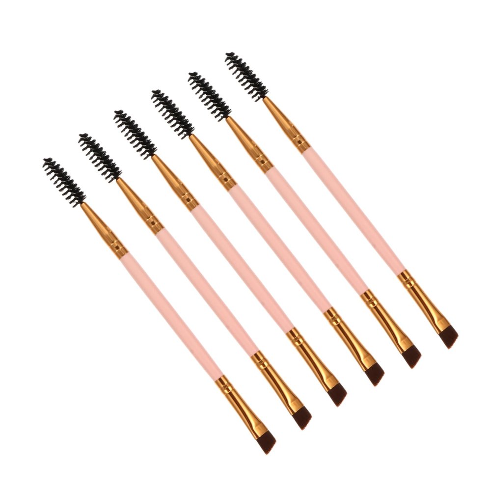 PLAFOPE 6Pcs Double Ended Eyebrow Brushes with Spoolie for Precision Brow Shaping Makeup Tools Portable Lash Curler Makeup Lovers