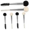 FOMIYES 6Pcs Dual Ended Makeup Sponge Brush with Mascara and Eyebrow Applicators for Foundation Powder and Lash Styling White Black with Silver Handle for Womens Makeup Application view 1