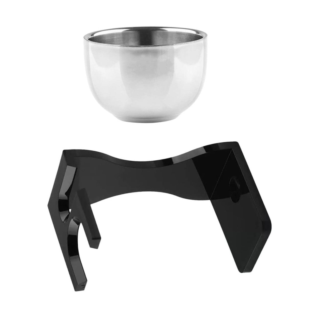 Mikinona Acrylic Shaving Brush Stand and Beard Bowl with Non Slip Base for Mens Grooming Razor and Brush Holder for Home and Barbershop Organization