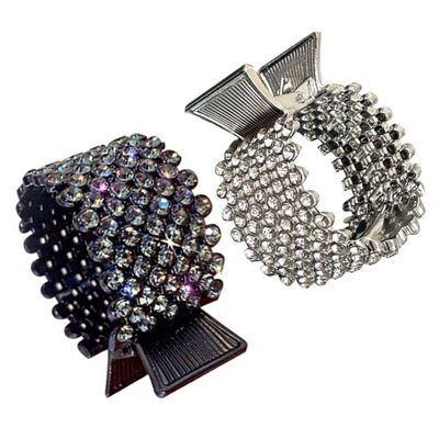 ETHZZLE 2pcs Full Rhinestone Ponytail Hair Clips for Women Alloy Claw Clips Elegant Headdress for Sports Cooking Work and Daily Use