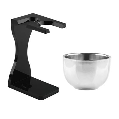 PLAFOPE Acrylic Shaving Brush Stand and Bowl for Men Beard Grooming Tool Holder with Cup for Home Barbershop Salon Organization and Brush Washing