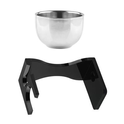 COOLHIYA Premium Stainless Steel Shaving Bowl and Brush Stand for Men with Non Slip Base Razor Holder and Soap Cup Beard Grooming Kit for Comfortable Shaving Experience and Bathroom Decor
