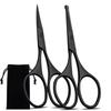 Facial Hair Scissors for Men Women - Eyebrow, Nose Hair, Beard, Eyelashes, Moustache, Ear Hair Trimming Kit, Curved and Rounded Safety Tips-2PCS Black view 1