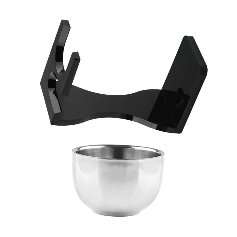BIUDECO Shaving Brush Stand and Bowl for Men Compact Acrylic Razor Holder with Soap Cup Beard Grooming Supplies for Neat Bathroom Storage
