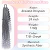 Boho Goddess Box Braid Ponytail 24 Inch Wrap Around Elastic Tie Ponytail Extension for Black Women Daily Wear Natural Black Wavy Ends Protective Style (T1B-Gray#, 24 inch) view 2