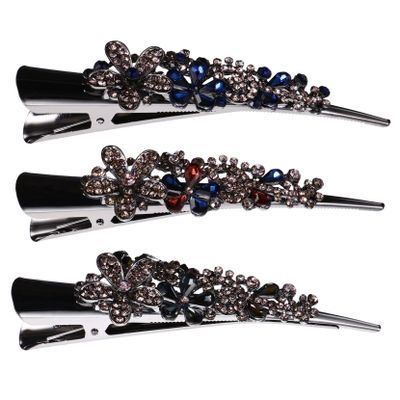 SOESFOUFU 3pcs Rhinestone Inlaid Hair Barrettes Alligator Clips for Women Vintage Crystal Hairpins with Chic Design for Daily Wear and Festival Parties