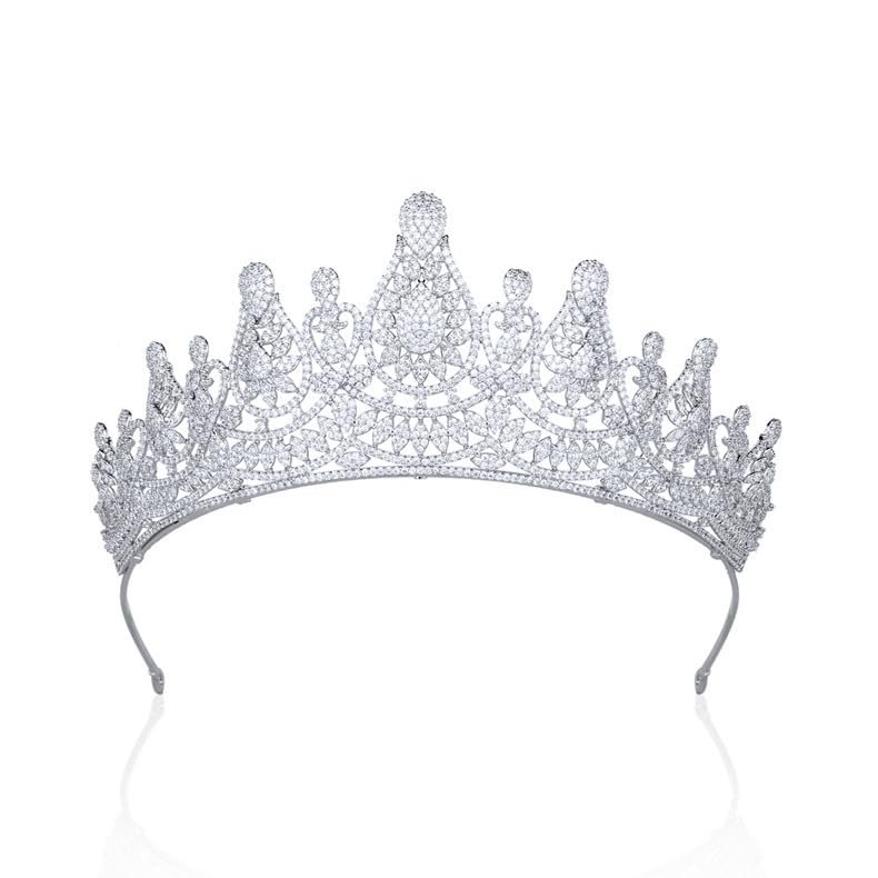 14K Gold Luxury Moissanite Bridal Crown, Grand European-Style Hair Accessory and Headpiece for Women, Ultimate Gift for Bride, Wedding Celebrations or Festive Occasions (Style 2)