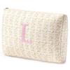 HBselect Initial Quilted Makeup Bag, Pink Cosmetic Travel Toiletry Bag, Flowers Coquette Zipper Make Up Pouch Organizer Teen Girl Gift Trendy Stuff L view 1