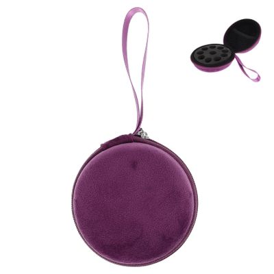 FOMIYES Compartment Velvet Essential Oil Bag Organizer Portable Bottle Storage Case with Smooth Zipper and Lanyard Protective Perfume Bottle Holder for Travel and Daily Use Purple