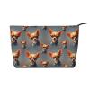 BESCHOC Makeup Bag Large Zipper Corduroy Make Up Pouch for Purse cute funny chihuahua dog Travel Cosmetic Organizer for Women Brush Storage view 1