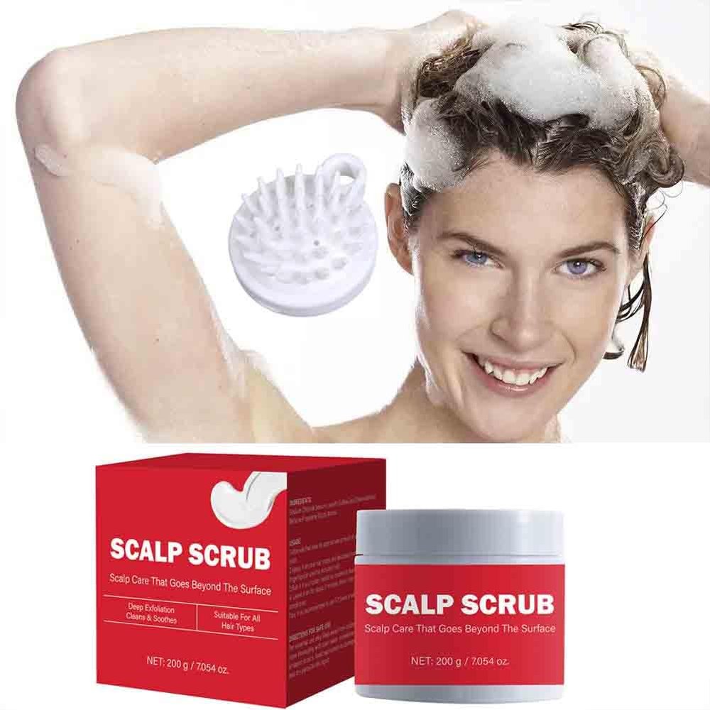 2PCS Exfoliating Scalp Scrub with Scalp Massager, Exfoliating Dry Scalp Treatment, for Dandruff, Build Up, Itchy Scalp, Oily Hair & Dry Scalp Treatment 7.054OZ 200g