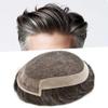 Healthlif Hairpieces Mens Toupee Human Hair Replacement System Natural Lace Front Toupee for Men Lace Poly Coated Men's Hair Pieces Systems Protesis Capilar 6''X8'' #310 Dark Brown+10% Gray view 1
