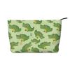 BESCHOC Makeup Bag for Women cute crocodile cartoon Corduroy Cosmetic Pouch Travel Toiletry Bag Purse with Zipper view 1