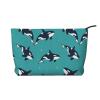 Killer Whale Orca Corduroy Cosmetic Organizer Zippered Travel Toiletry Bags Capacity Makeup Storage for Women view 1