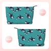 Killer Whale Orca Corduroy Cosmetic Organizer Zippered Travel Toiletry Bags Capacity Makeup Storage for Women view 2