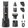 Beard Trimmer for Men, IPX7 Waterproof Body Hair Trimmer Electric Razor Shaver Body Grooming Kit Wet/Dry Use for Groin, Nose, Ear Hairs, Beard, Legs, Chest (Black) view 1