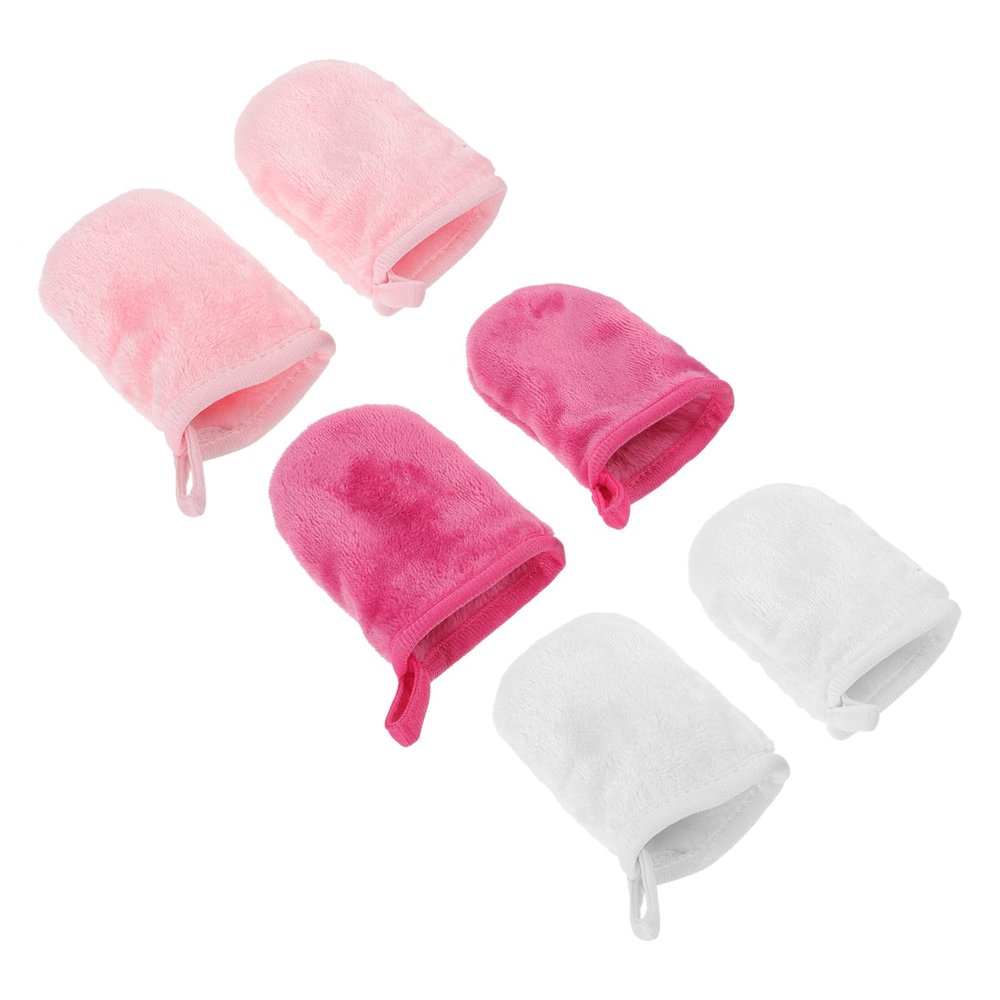 Baluue 6Pcs Microfiber Facial Cleansing Gloves for Women Exfoliating Makeup Remover Finger Gloves Soft Washable Face Scrubber with Hanging Reusable Skin Friendly Pads for Deep Cleaning