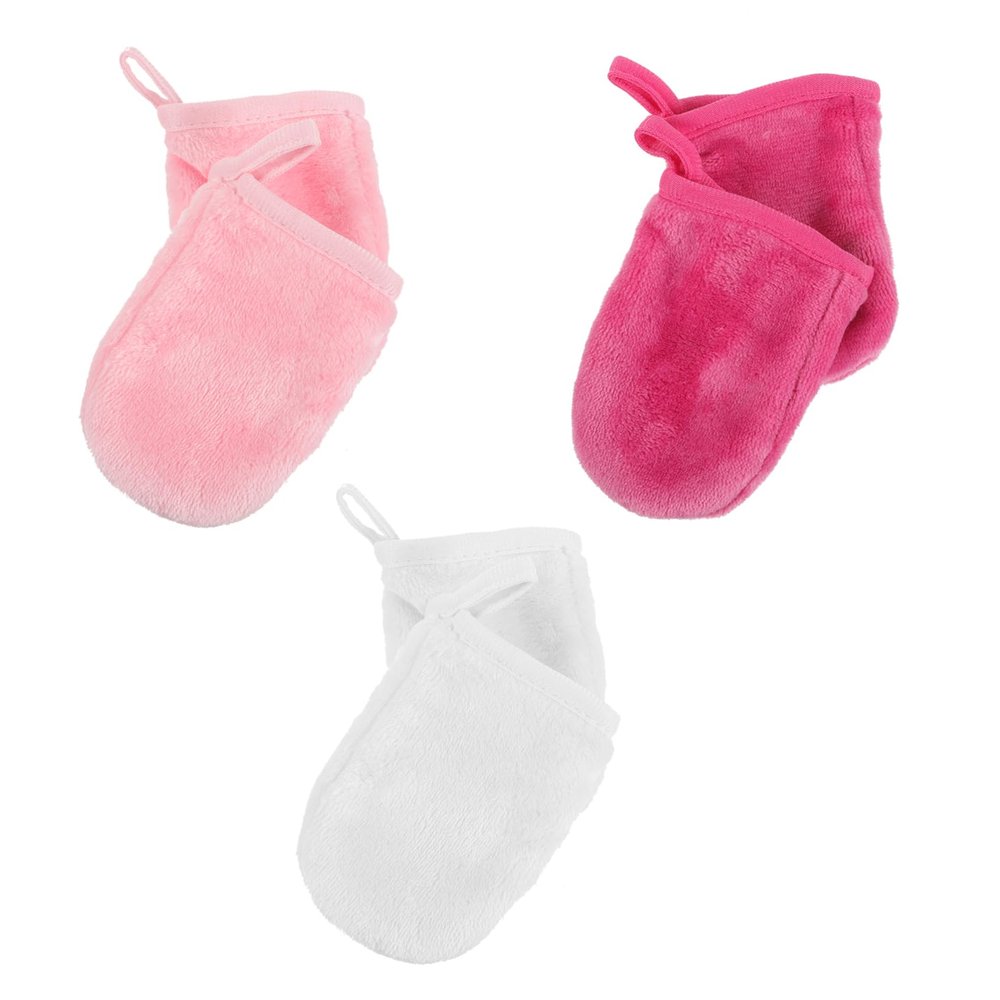 Beaupretty 6Pcs Facial Cleaning Gloves Makeup Remover Mitts for Gentle Exfoliation and Reusable Face Washing Skin Friendly Soft in White Rose Red and Pink Colors