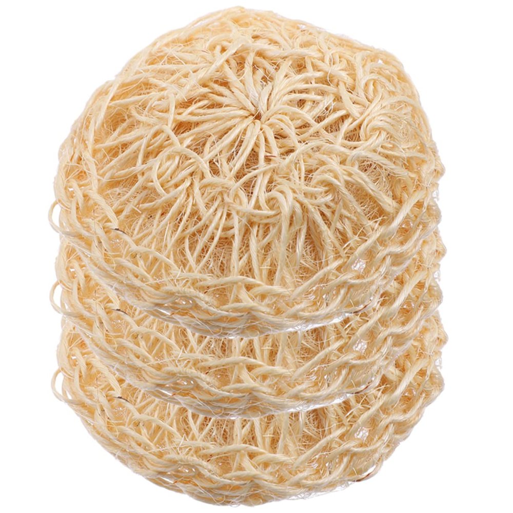 BIUDECO 3pcs Comfortable Round Shower Balls Natural Fibers Gentle Body Scrubbers Portable Bath Puff Exfoliator for Skin Cleansing and Massage