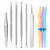 Blackhead Remover Lumps Popper Tool kit with Diagonal Tweezers view 1