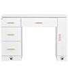 Dir Manicure Station Professional Salon Spa Nail Table Avalon in White/Gold Hardware view 3