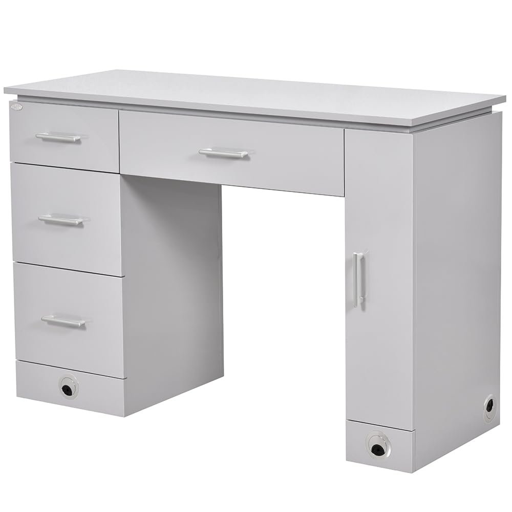 Dir Manicure Station Professional Salon Spa Nail Table Avalon in Grey/Chrome Hardware