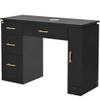 Dir Manicure Station Professional Salon Spa Nail Table with Ventilation Kit Avalon in Black/Gold Hardware view 1