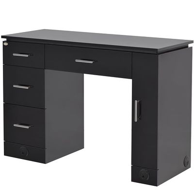 Dir Manicure Station Professional Salon Spa Nail Table Avalon in Black/Chrome Hardware