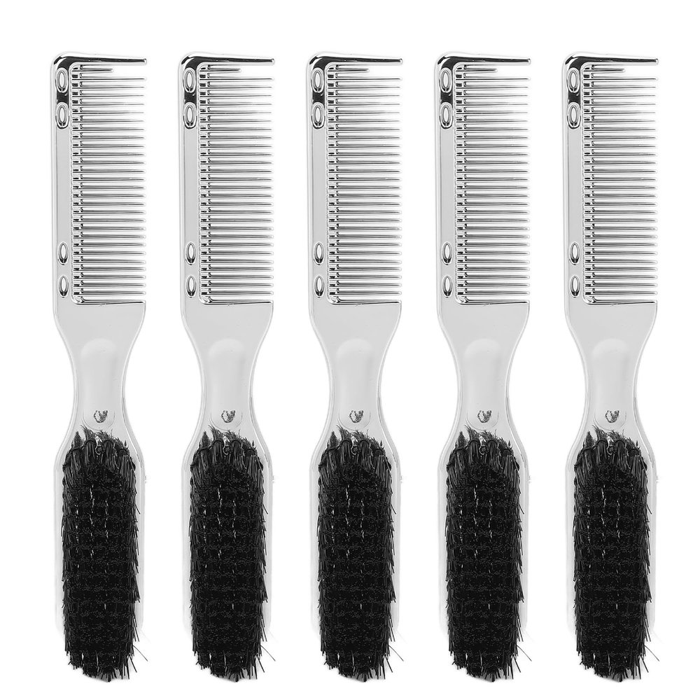 5Pcs Beard Comb Set, Silver Color, Made of Durable ABS Nylon, Anti Static, Comfortable Handle, Rounded Teeth for Smoothing Hair, Ideal for Home Salon Beauty Use