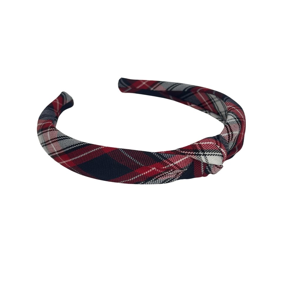 1" Knotted Headband in School Uniform Plaid-Padded headband-Knot at Top-Uniform Headband (Plaid 72)
