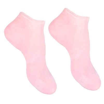 Wakauto Moisturizing Sebs Foot Socks for Dry Cracked Skin Protective Cushioned Feet Socks with High Elasticity for Daily Use Pink