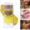2Pcs Body Glitter Gel,Silver Gold Chunky Sparkling Glitter Stick,Waterproof Lasting Sparkling Body Gel Sequins,Face Hair Nail Festival Glitter Make Up for Halloween Birthday Makeup Party view 4