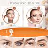10X Lighted Makeup Mirror, 360 Rotation, 3 LED Light Setting, Rechargeable Double Sidede Magnifying Vanity Mirror, Adjustable Brightness Cosmetic Light up Mirror (Rose Gold, 8inch) view 2