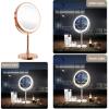 10X Lighted Makeup Mirror, 360 Rotation, 3 LED Light Setting, Rechargeable Double Sidede Magnifying Vanity Mirror, Adjustable Brightness Cosmetic Light up Mirror (Rose Gold, 8inch) view 4